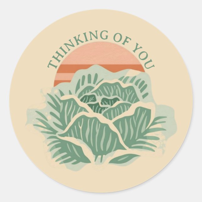 Adesivo Redondo Pensando no seu selo de envelopes de alface verde (Frente)