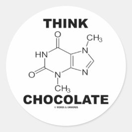 Adesivo Redondo Pensar Chocolate (Química Molécula de Teobromina)