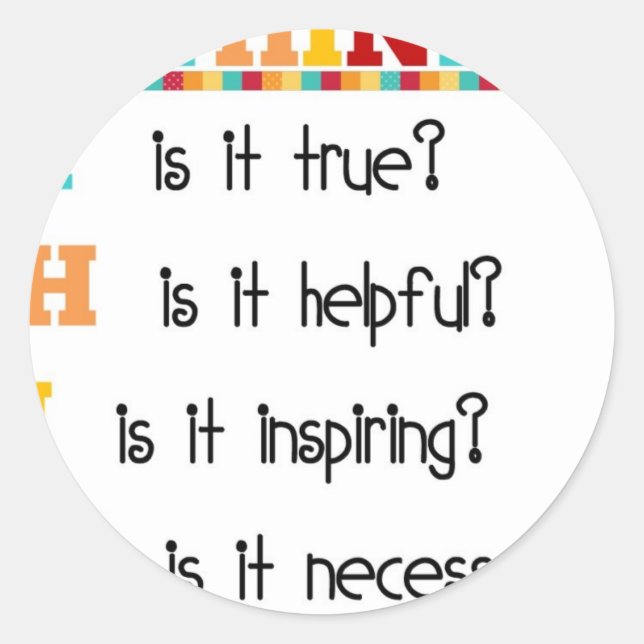 Adesivo Redondo Pense antes de falar (Frente)