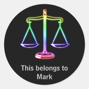 Adesivo Redondo Pense em Justiça - Vinheta de Direito