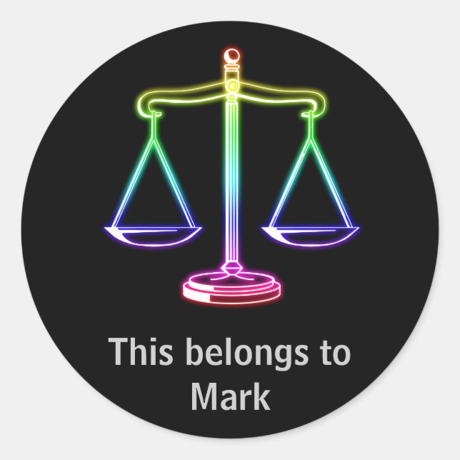 Adesivo Redondo Pense em Justiça - Vinheta de Direito (Frente)