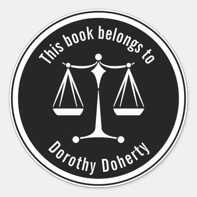 Adesivo Redondo Pense em Justiça - Vinheta de Direito (Frente)