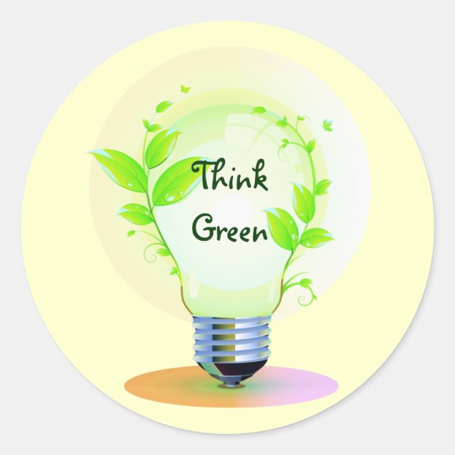 Adesivo Redondo Pense verde ecológico (Frente)