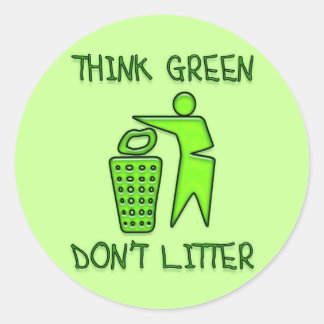 ADESIVO REDONDO PENSE VERDE, NÃO SE LITTER