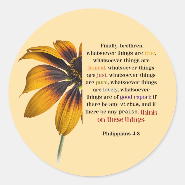 Adesivo Redondo Pensem nestas coisas (Frente)