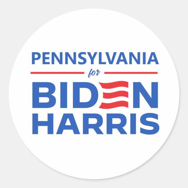 Adesivo Redondo Pensilvânia para Biden Harris (Frente)