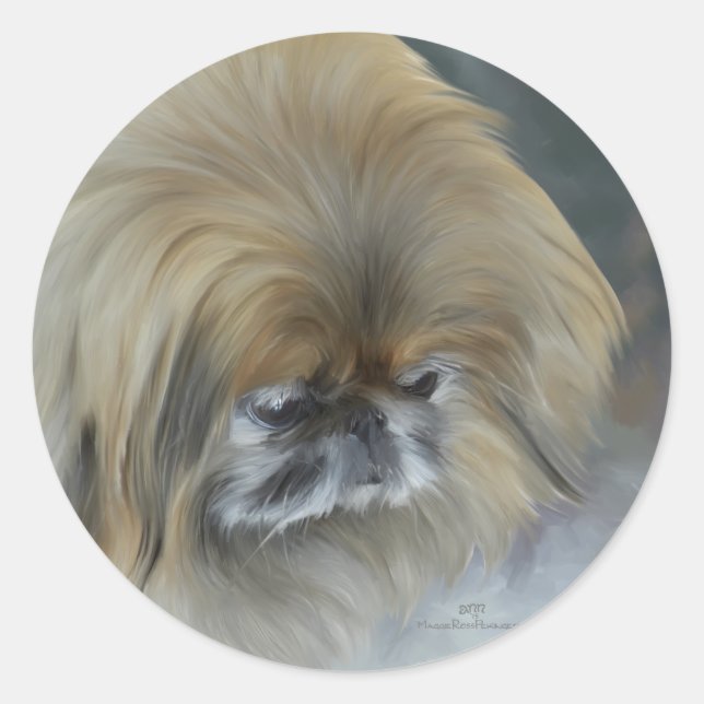 Adesivo Redondo Pensive Pekingese (Frente)