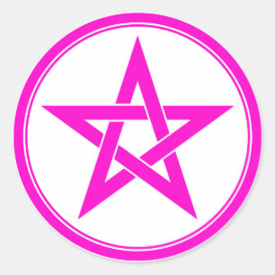 Adesivo Redondo pentacle cor-de-rosa