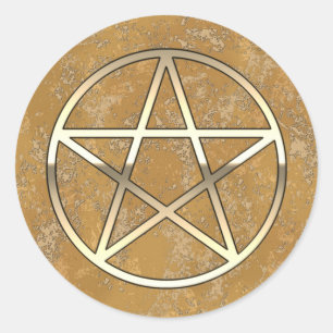 Adesivo Redondo Pentacle dourado