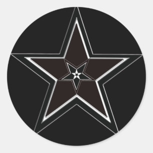 Adesivo Redondo Pentacle preto & de prata com pentagram invertido