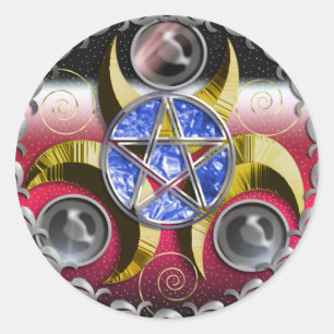 Adesivo Redondo pentacle triplo da lua
