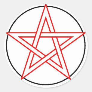 Adesivo Redondo Pentacle vermelho e preto