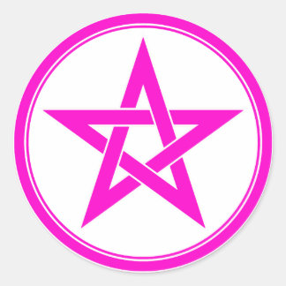 Adesivo Redondo pentáculo rosa