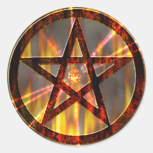 Adesivo Redondo Pentagram ardente mágico