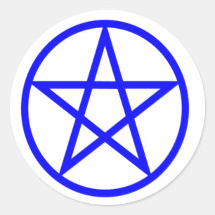 Adesivo Redondo Pentagram azul ereto