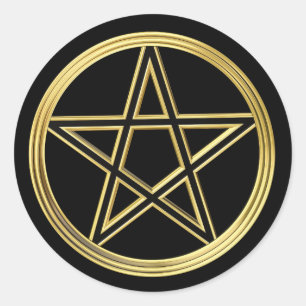 Adesivo Redondo Pentagram dourado