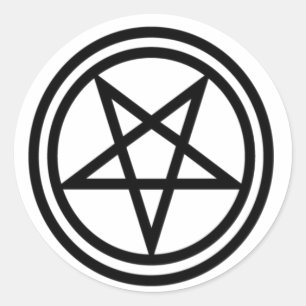 Adesivo Redondo Pentagram preto invertido
