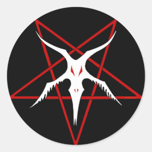 Adesivo Redondo Pentagram simplificado de Baphomet - preto