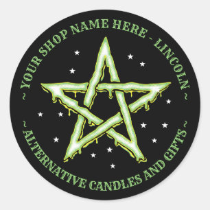Adesivo Redondo Pentagrama de bruxaria personalizado
