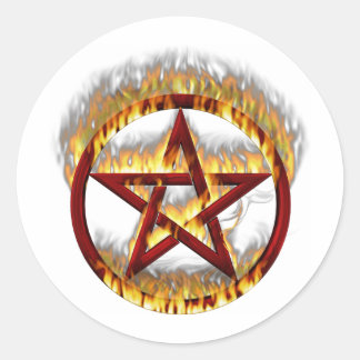 Adesivo Redondo Pentagrama Flaming