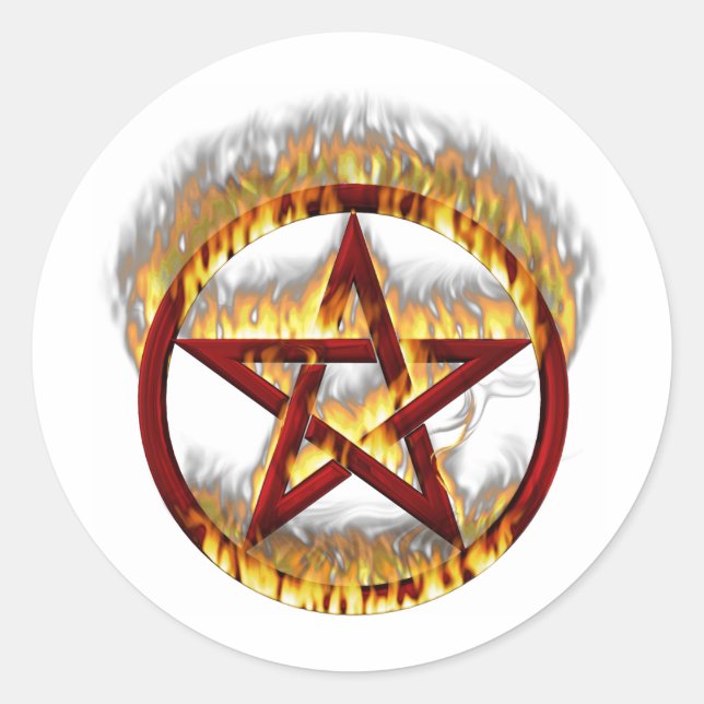 Adesivo Redondo Pentagrama Flaming (Frente)