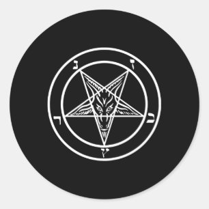 Adesivo Redondo Pentagrama invertido - Caprino Baphomet