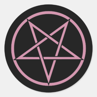 Adesivo Redondo Pentagrama invertido (cor do pentagrama personaliz