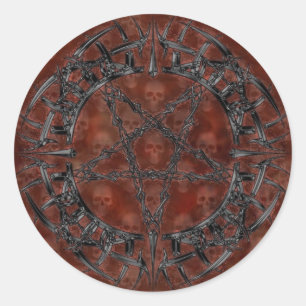 Adesivo Redondo Pentagrama Tribal Negro