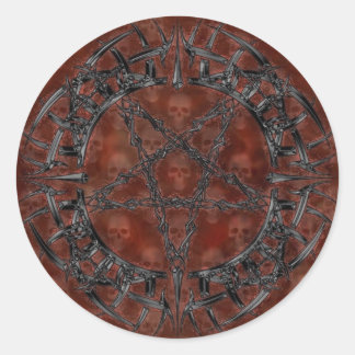 Adesivo Redondo Pentagrama Tribal Negro