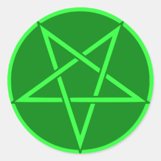Adesivo Redondo Pentagrama verde de estilo neon
