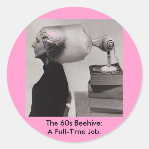 Adesivo Redondo Penteado da colmeia dos anos sessenta do ~ da