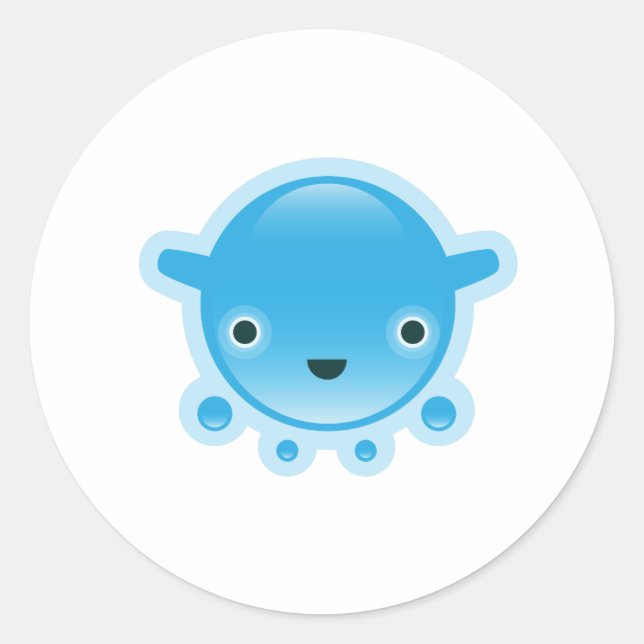 Adesivo Redondo Pentes Azuis de Bubo Esquilos (Frente)