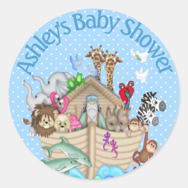 Adesivo Redondo Pentes de Arca de Noah para Convites (Frente)