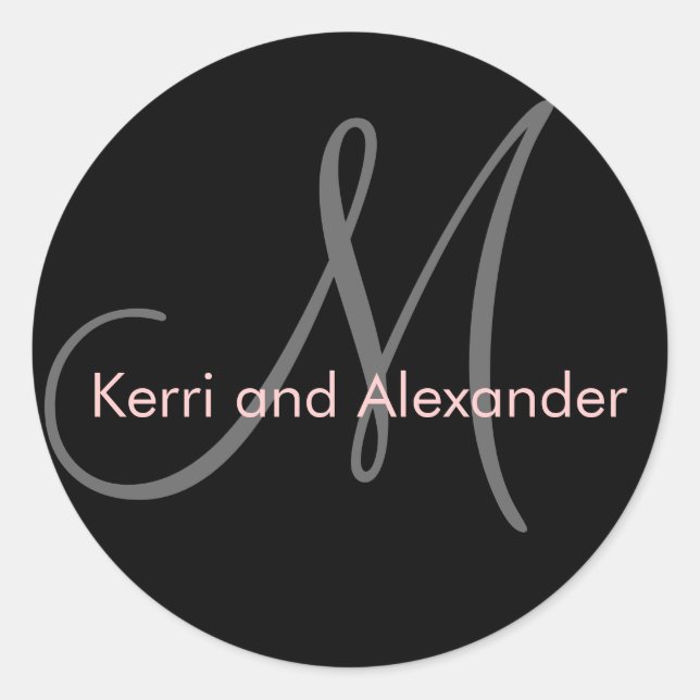 Adesivo Redondo Pentes De Casamento De Monograma, De Cor Rosa (Frente)