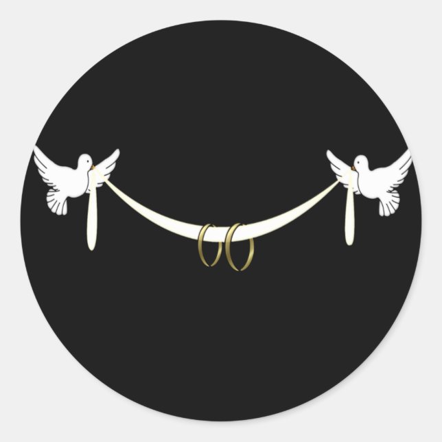 Adesivo Redondo Pentes de Casamento de Pentes Brancas (Frente)