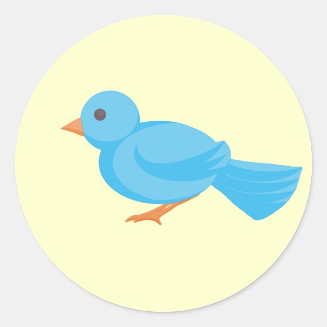 Adesivo Redondo Pentes de pássaros azuis/selos de envelopes (Frente)