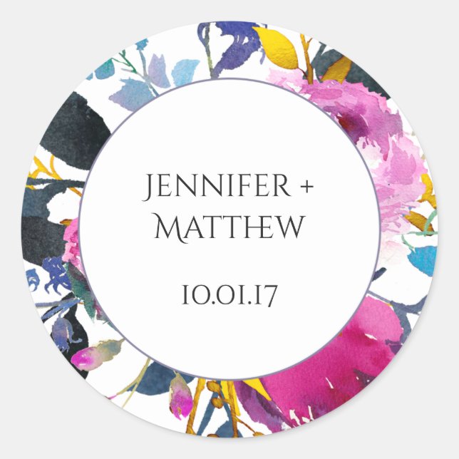 Adesivo Redondo Pentes de Sangue Floradas por Aquarela (Frente)