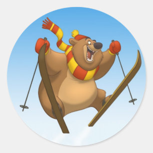 Adesivo Redondo Pentes de Urso de Esqui