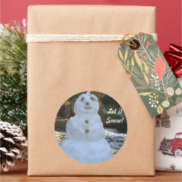 Adesivo Redondo Pentes redondos Deixe nevar Snowman