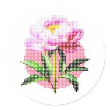 Peônia Rosa Pontilhada Flor em Mosaico