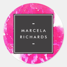 Adesivo Redondo Peônias cor-de-água Elegante