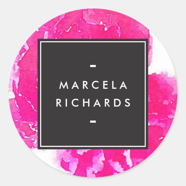 Adesivo Redondo Peônias cor-de-água Elegante (Frente)