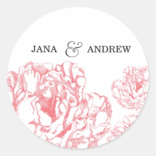 Adesivo Redondo Peony Bride & Groom Sticker (Frente)