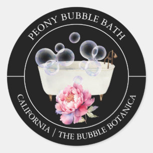 Adesivo Redondo Peony Bubble Bath label