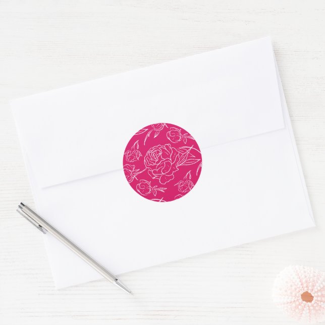 Adesivo Redondo Peony Elegance Wedding (Envelope)