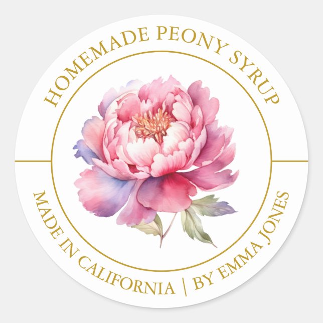 Adesivo Redondo Peony Modern label (Frente)