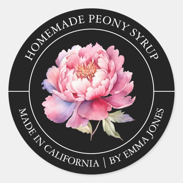 Adesivo Redondo Peony Modern label (Frente)