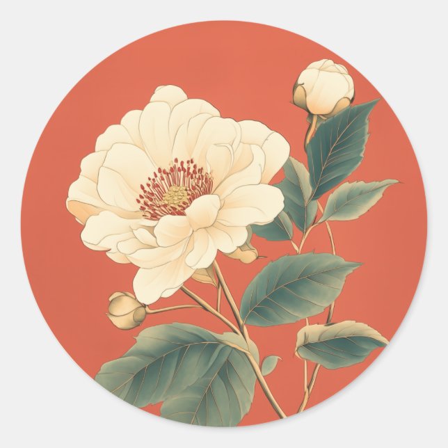 Adesivo Redondo Peony Serenity Sticker (Frente)