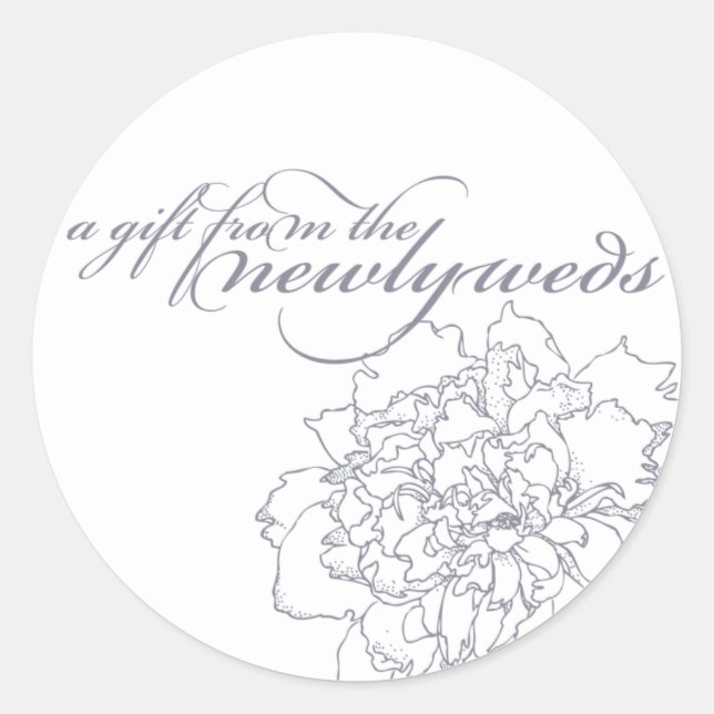 Adesivo Redondo Peony Wedding Favor Sticker (Frente)