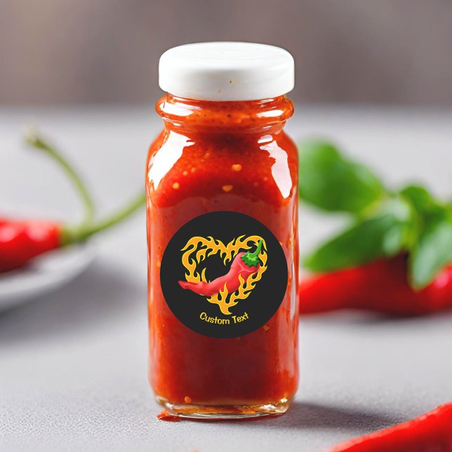 Adesivo Redondo Pepper Chili com Flame Heart (Criador carregado)